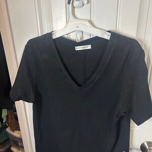 American Giant Black V-Neck Short Sleeve Tee